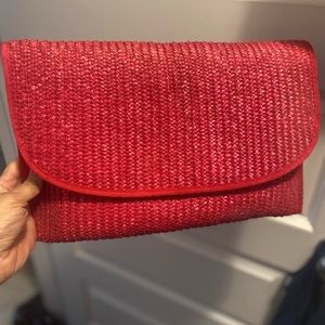 Straw purse clutch Red /tan sold together! 2 clutches